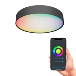 Calex Smart LED-taklampe Fabric, Ø 30 cm, RGBW, dimbar