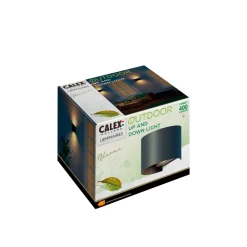 Calex utendørs LED-vegglampe oval, opp/ned, høyde 10 cm, svart