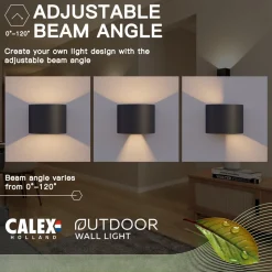 Calex utendørs LED-vegglampe oval, opp/ned, høyde 10 cm, svart