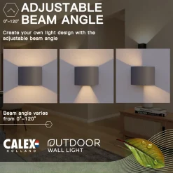Calex utendørs LED-vegglampe oval, opp/ned, høyde 10 cm, antrasitt