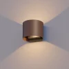 Calex utendørs LED-vegglampe oval, opp/ned, høyde 10 cm, rustbrun