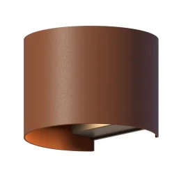 Calex utendørs LED-vegglampe oval, opp/ned, høyde 10 cm, rustbrun