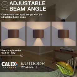 Calex utendørs LED-vegglampe oval, opp/ned, høyde 10 cm, rustbrun