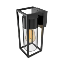 Calex utendørs vegglampe, bunnuttak, aluminium, svart