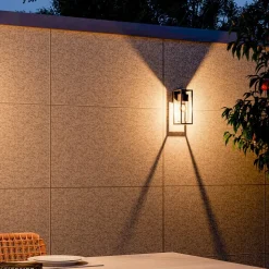 Calex utendørs vegglampe, bunnuttak, aluminium, svart