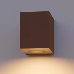 Calex utendørs vegglampe GU10, downlight, høyde 8 cm, rustbrun