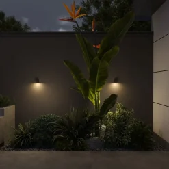 Calex utendørs vegglampe GU10, downlight, høyde 8 cm, rustbrun