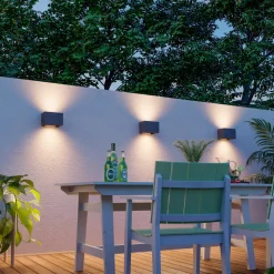 Calex utendørs vegglampe Rektangel opp/ned høyde 10cm antracit