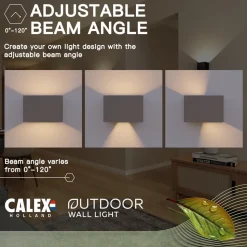 Calex utendørs vegglampe Rektangel opp/ned høyde 10cm antracit