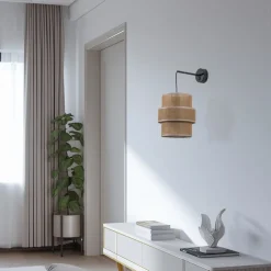 Calisto vegglampe, jute, naturbrun, bryter