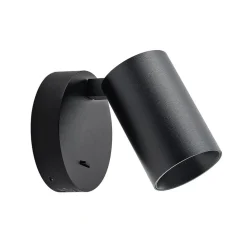 CAN TILT veggspot, svart, Ø 10 cm, metallbryter USB