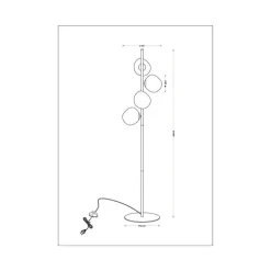 Canopus gulvlampe, multifarget, høyde 160 cm 4 lyskilder i glass E14