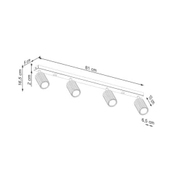 Carbon downlight, svart, lengde 81 cm, aluminium, 4 lyskilder.