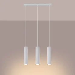 Carbon pendellampe, hvit, lengde 45 cm, aluminium, 3 lyskilder.
