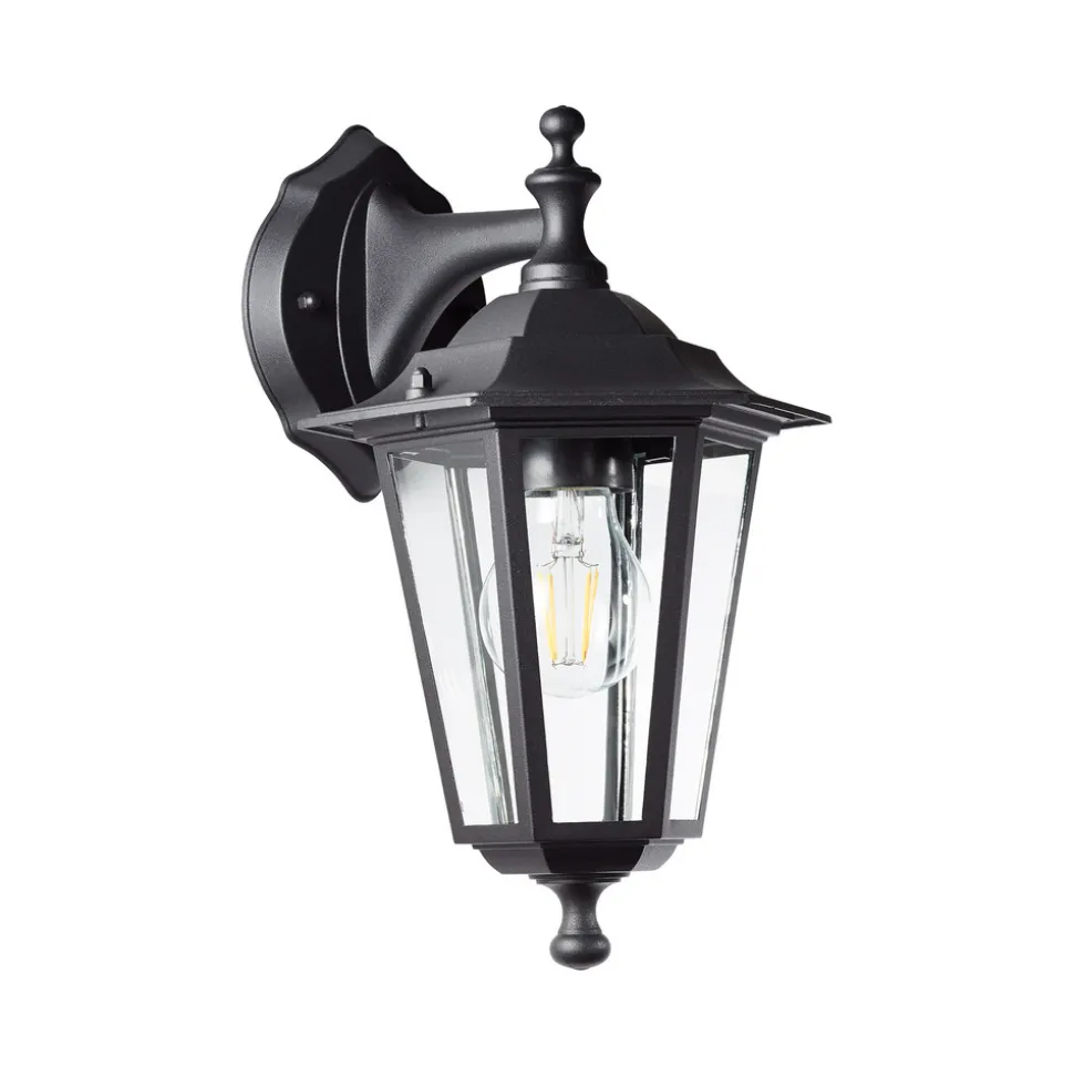Carleen utendørs vegglampe, pendel, svart, metall, glass