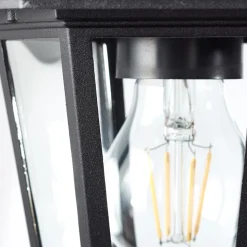 Carleen utendørs vegglampe, pendel, svart, metall, glass