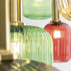 Carneval pendellampe, fargerik, lengde 140 cm, glass, 8 lyskilder.