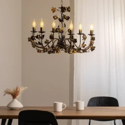 Carolina lysekrone, bronsefarget, 6 lyskilder, jern