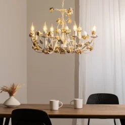 Carolina lysekrone, elfenbensfarget, 6 lyskilder, jern