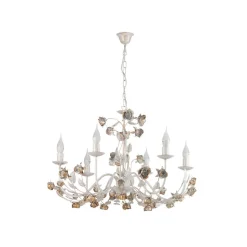 Carolina lysekrone, elfenbensfarget, 6 lyskilder, jern