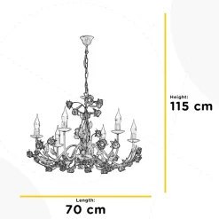 Carolina lysekrone, elfenbensfarget, 6 lyskilder, jern