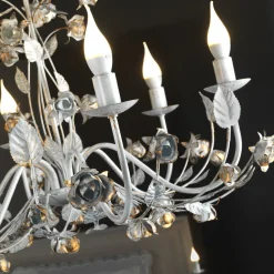 Carolina lysekrone, elfenbensfarget, 6 lyskilder, jern