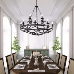 Cartwheel III lysekrone, 12 lyskilder, Ø 89 cm, svart, metall