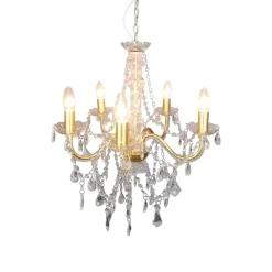 Cecilia lysekrone, gull, jern/akryl, Ø 52 cm, 5 lyskilder.