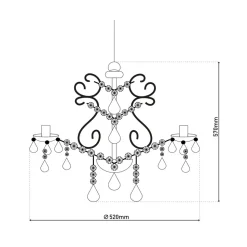 Cecilia lysekrone, gull, jern/akryl, Ø 52 cm, 5 lyskilder.