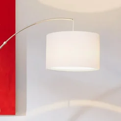 Clarie gulvlampe, hvit, jernfarget, 180 cm, stoff/metall