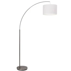 Clarie gulvlampe, hvit, jernfarget, 180 cm, stoff/metall