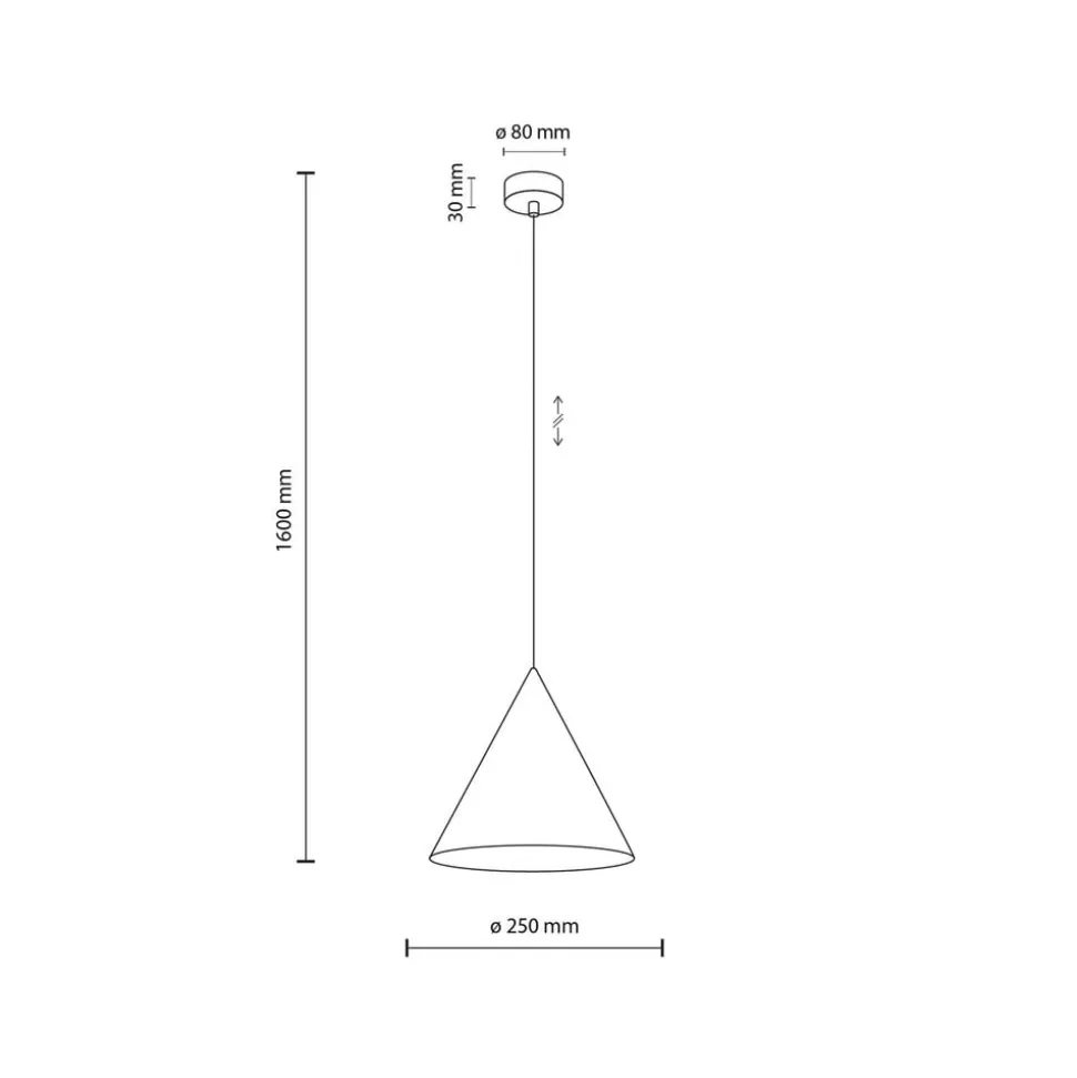 Cono pendellampe, hvit, Ø 25 cm, stål, enkeltlys