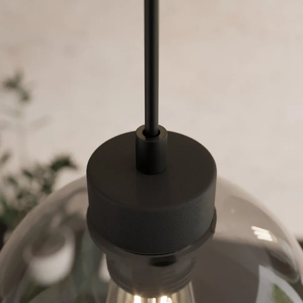 Cubus hengelampe, Ø 50 cm, 3 lyskilder, røykgrå, glass