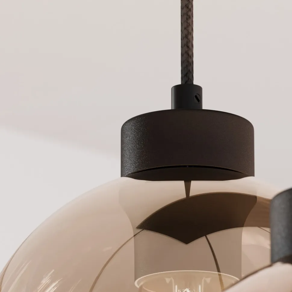 Cubus hengelampe, 85 cm, 8 lyskilder, klar/honning/brun, glass