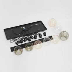 Cubus hengelampe, 85 cm, 8 lyskilder, klar/honning/brun, glass