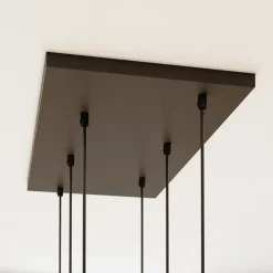 Cubus hengelampe, 74 cm, 6 lyskilder, klar/honning/brun, glass