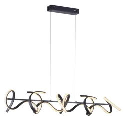 Curls LED-hengelampe, svart, metall, 99 cm lang, dimbar