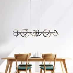 Curls LED-hengelampe, svart, metall, 99 cm lang, dimbar