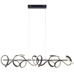 Curls LED-hengelampe, svart, metall, 99 cm lang, dimbar