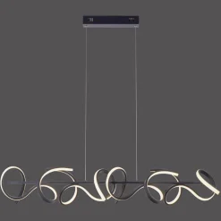 Curls LED-hengelampe, svart, metall, 99 cm lang, dimbar