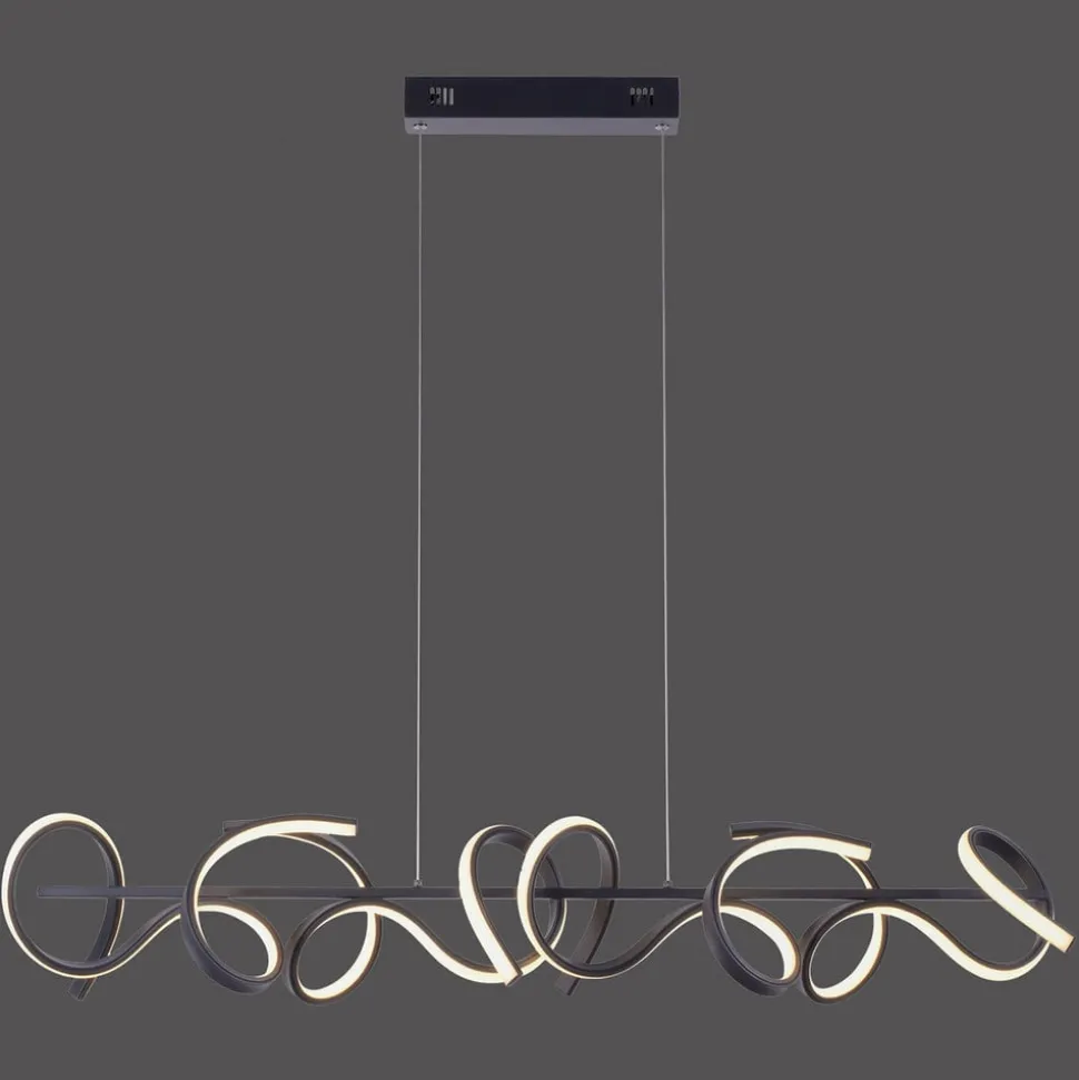 Curls LED-hengelampe, svart, metall, 99 cm lang, dimbar