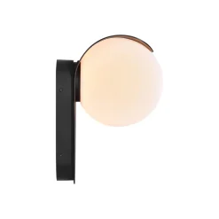 Dalius utendørs vegglampe, svart, hvit kuppelskjerm