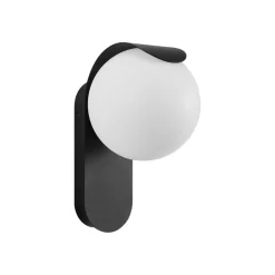 Dalius utendørs vegglampe, svart, hvit kuppelskjerm