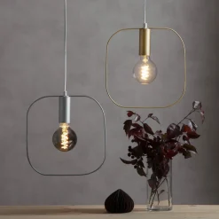 Deko-hengelampe Shape med kvadrat, sølv