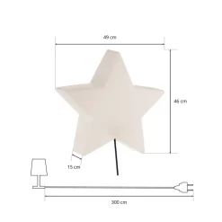 Dekorativ stjernelampe med kabel og støpsel