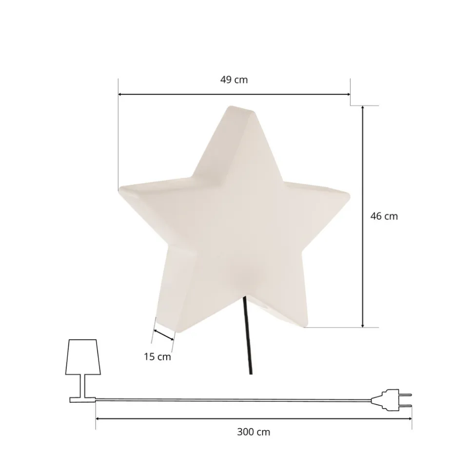 Dekorativ stjernelampe med kabel og støpsel