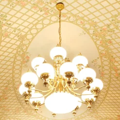 Delia lysekrone, messingfarget Ø 100 cm, 16-lys, glass