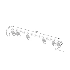 Downlight carbon, gullfarget, lengde 117 cm, aluminium, 6 lyskilder.