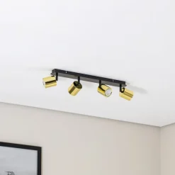 Downlight Demia, svart/messingfarget, 66 cm, GU10