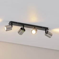 Downlight Demia, svart/nikkel, 66 cm lang, GU10